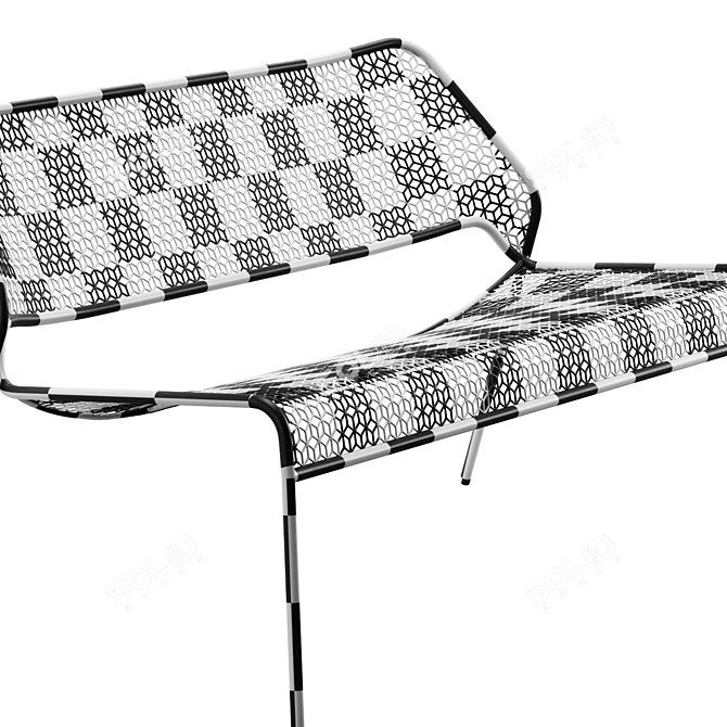 Sleek Mesh Settee: Contemporary Comfort 3D model image 6