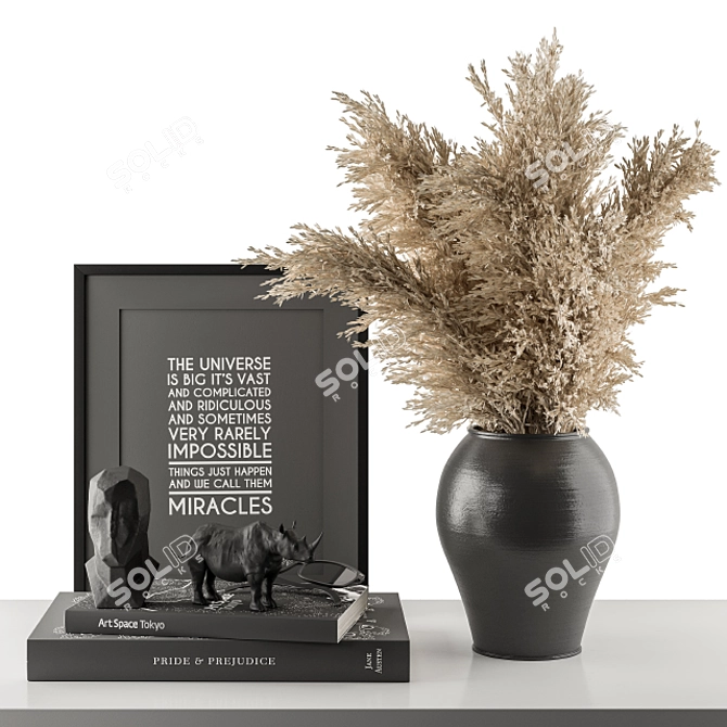 Elegant Dried Plant Decor Set 3D model image 1