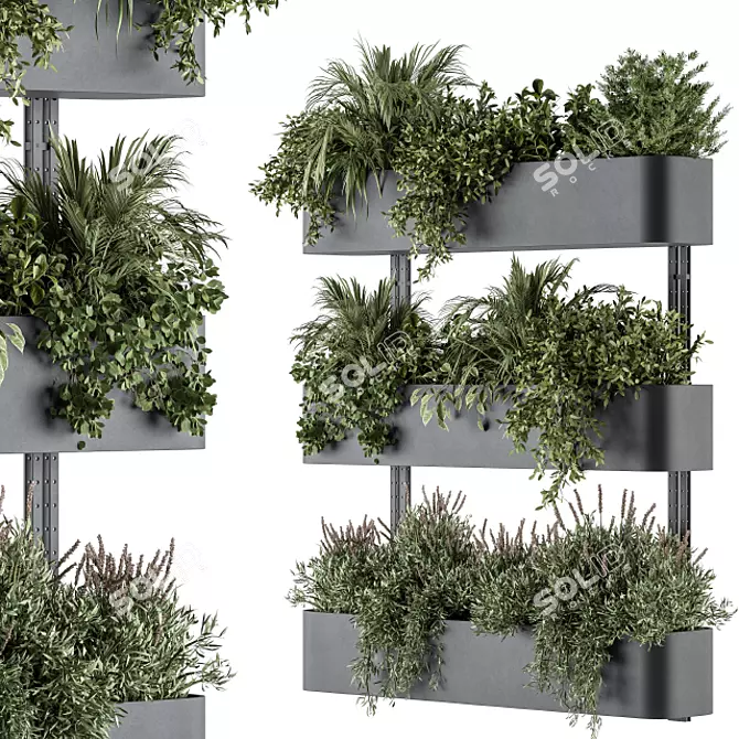 Green Oasis Box Stand - Indoor Plant Set 3D model image 1