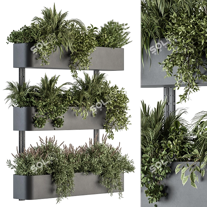 Green Oasis Box Stand - Indoor Plant Set 3D model image 2