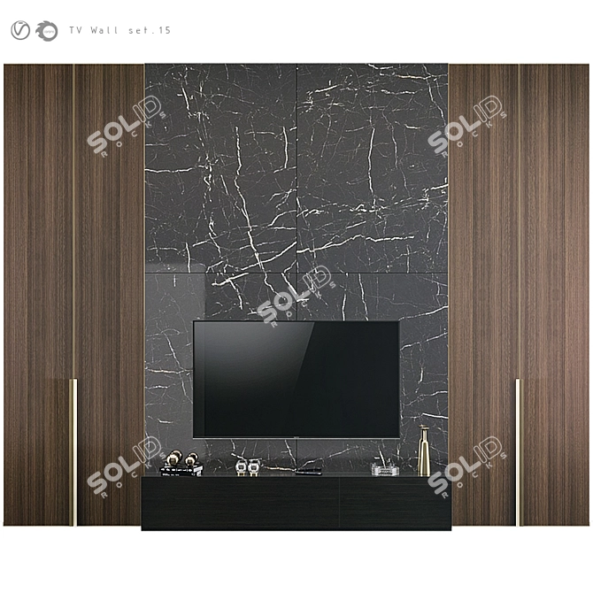 Modern TV Wall Mount Set 3D model image 1