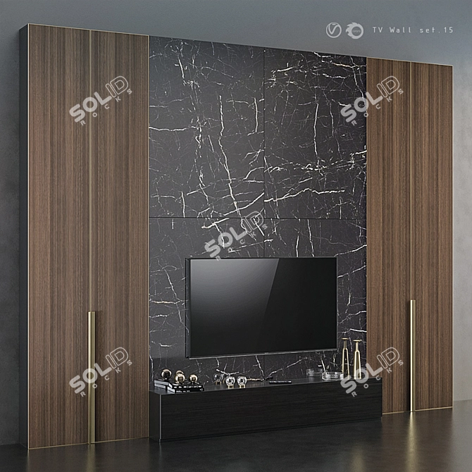 Modern TV Wall Mount Set 3D model image 2