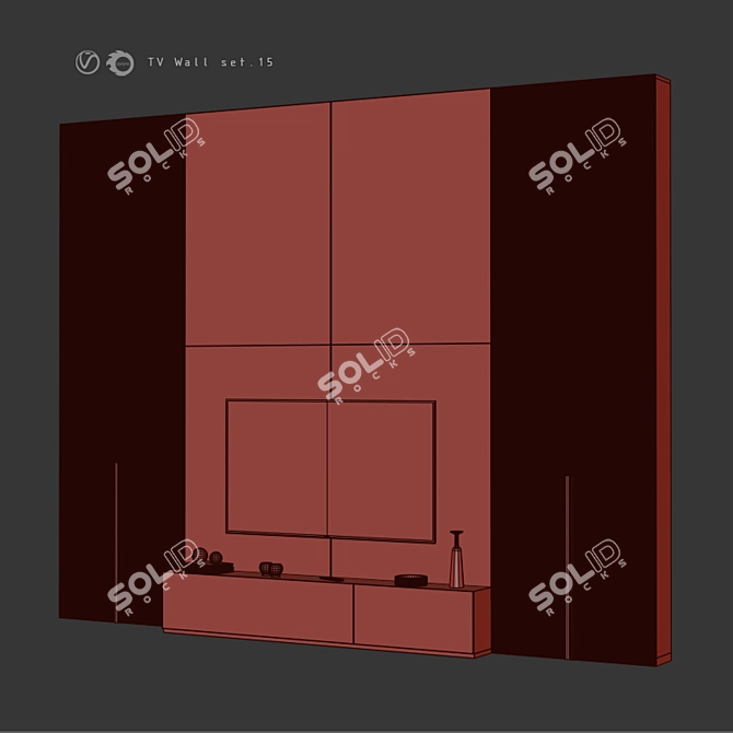 Modern TV Wall Mount Set 3D model image 5