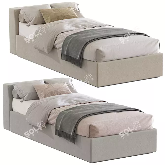 Modern Bed in Two Stylish Colours 3D model image 1