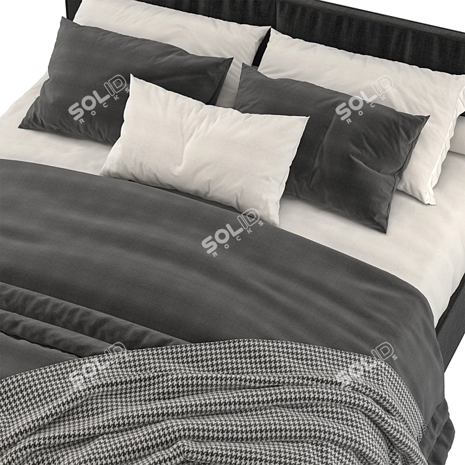 Sleek Gray Bed: Minimalistic Elegance 3D model image 3