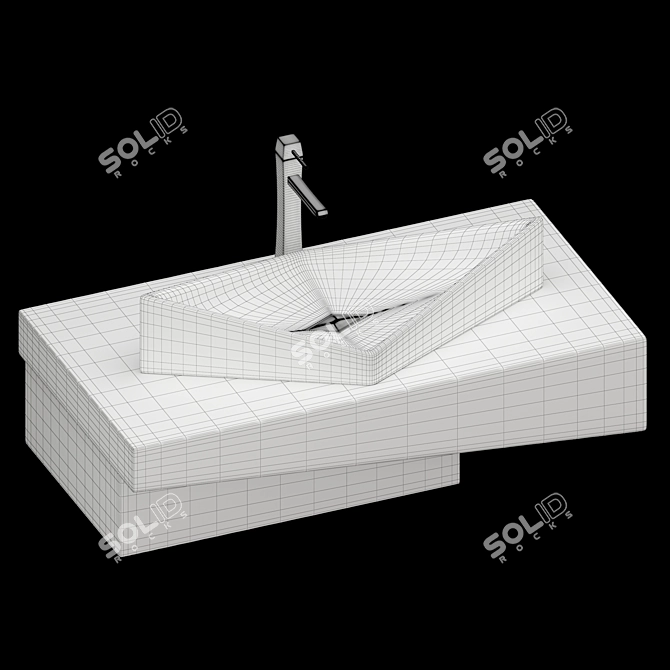 Rustic Ceramic Wood Washbasin 3D model image 6