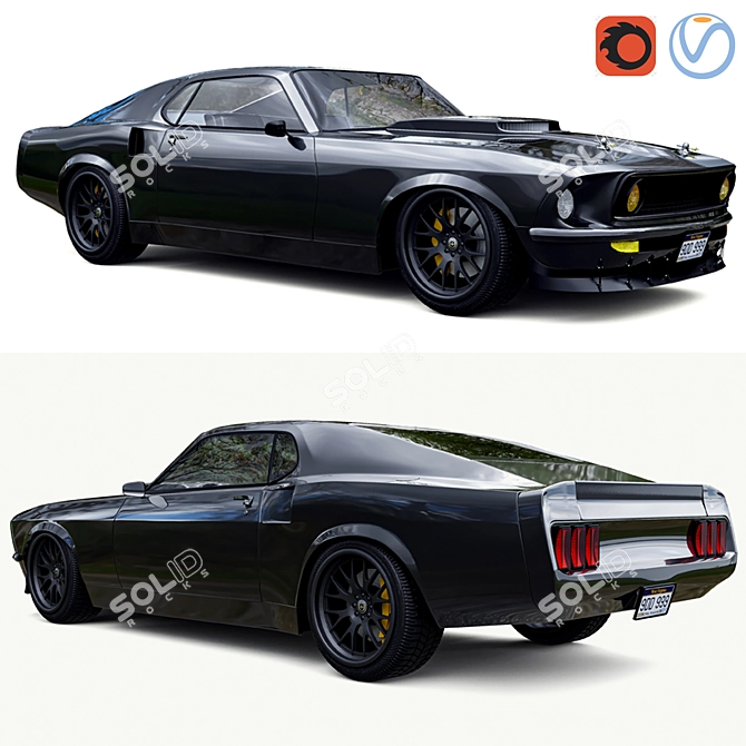 Vintage 1969 Ford Mustang 3D model image 1