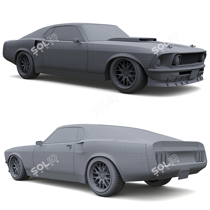 Vintage 1969 Ford Mustang 3D model image 7