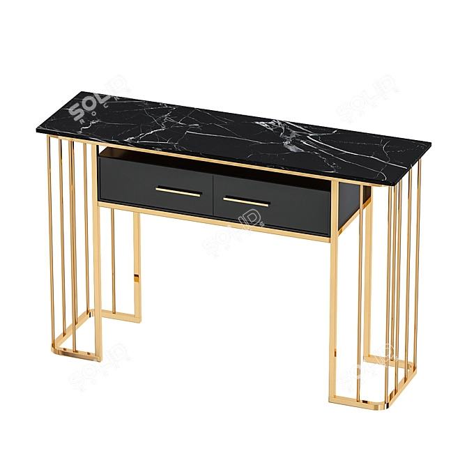 Sleek Black Marble Console Table 3D model image 1