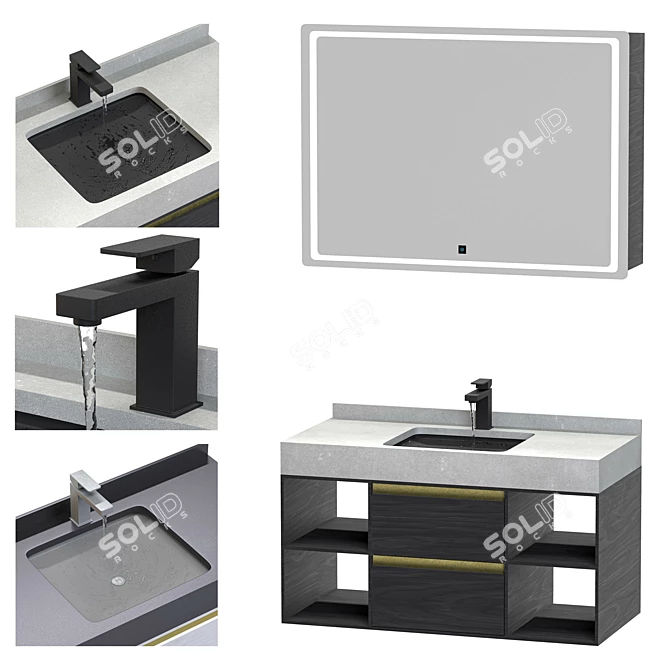 Modern Luxe Bathroom Vanity Set 3D model image 1