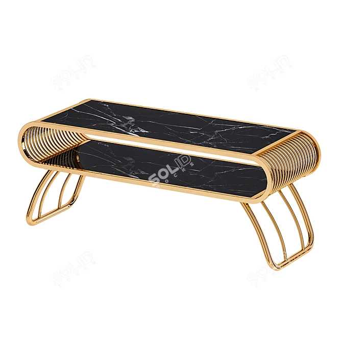 Sleek Black Marble Coffee Table 3D model image 1