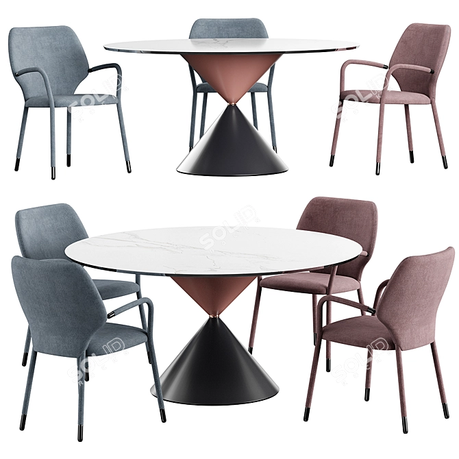 Modern Chair and Table Set 3D model image 1