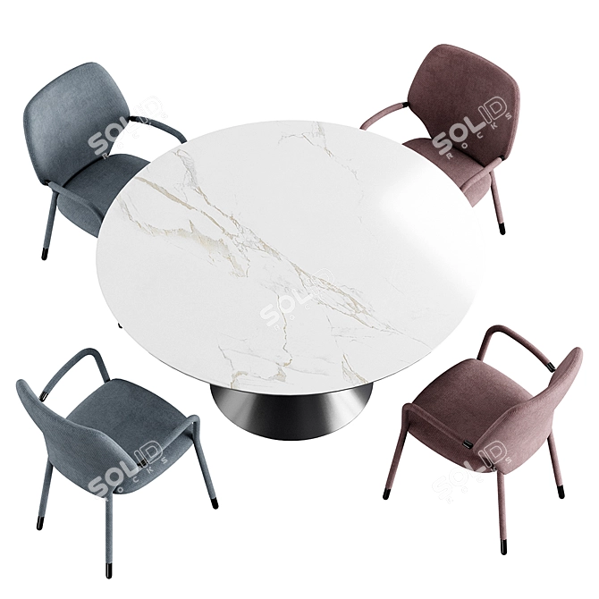 Modern Chair and Table Set 3D model image 5