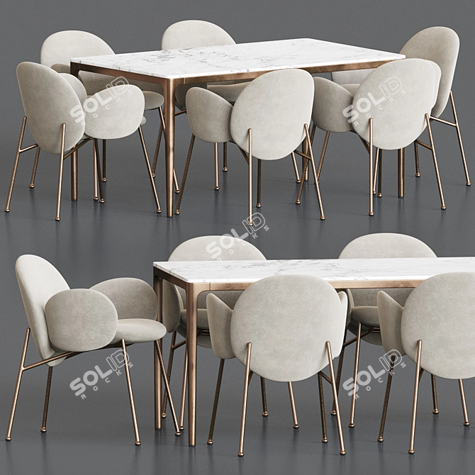 Modern Ola Chair Canto Table Set 3D model image 1