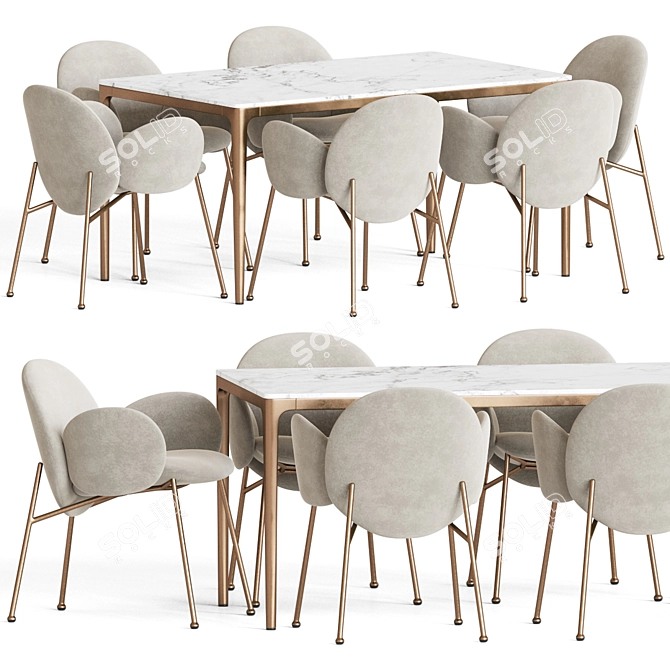 Modern Ola Chair Canto Table Set 3D model image 2
