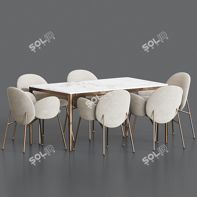 Modern Ola Chair Canto Table Set 3D model image 3