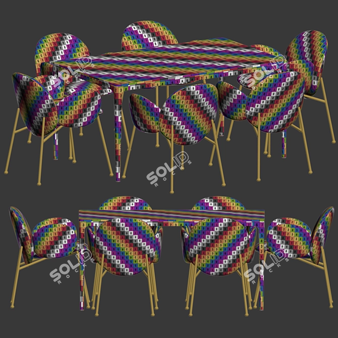 Modern Ola Chair Canto Table Set 3D model image 6