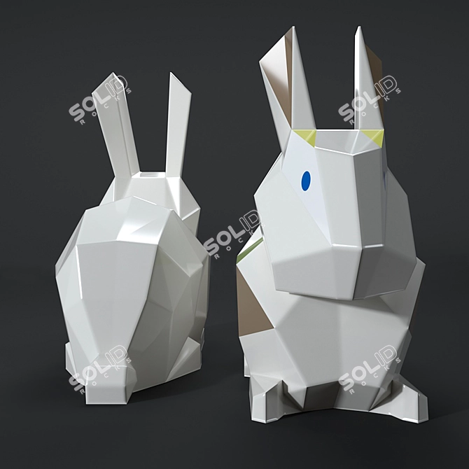 Lladro Origami Rabbit: Decorative Collectible, 12 x 13 cm 3D model image 7