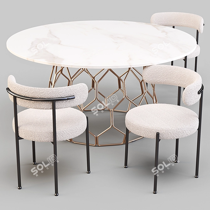 CB2 Circuit Dining Set: Modern Sculptural Table with Inesse Chairs 3D model image 1