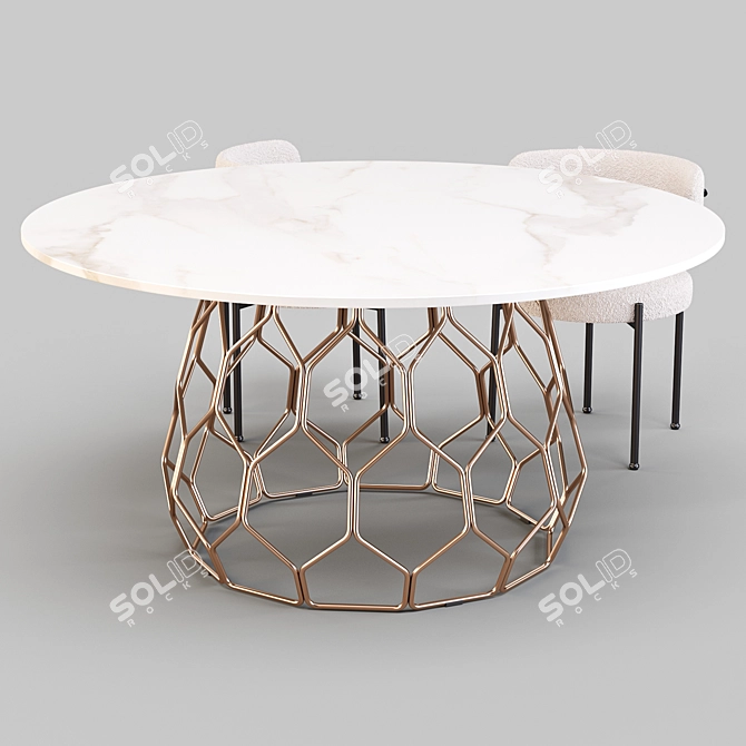 CB2 Circuit Dining Set: Modern Sculptural Table with Inesse Chairs 3D model image 2