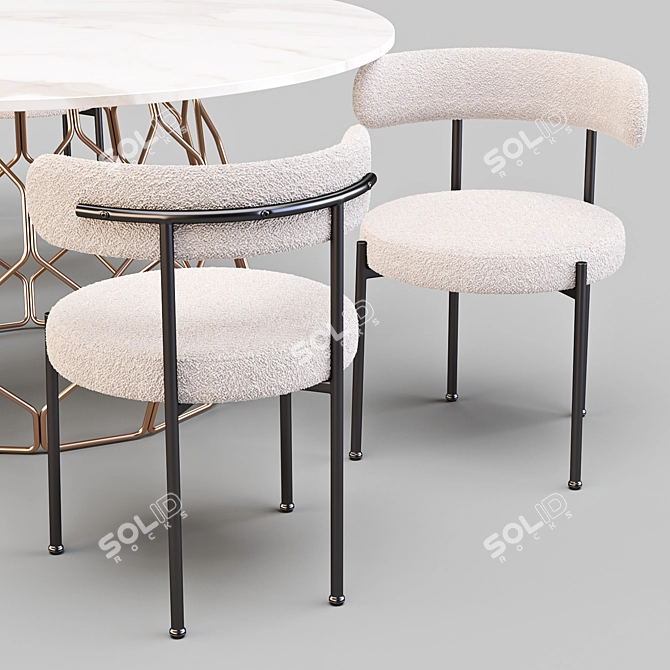 CB2 Circuit Dining Set: Modern Sculptural Table with Inesse Chairs 3D model image 3