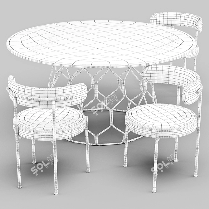 CB2 Circuit Dining Set: Modern Sculptural Table with Inesse Chairs 3D model image 4