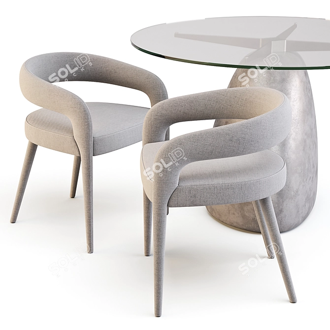 CB2 Ivory Dining Set: Contemporary Design 3D model image 3