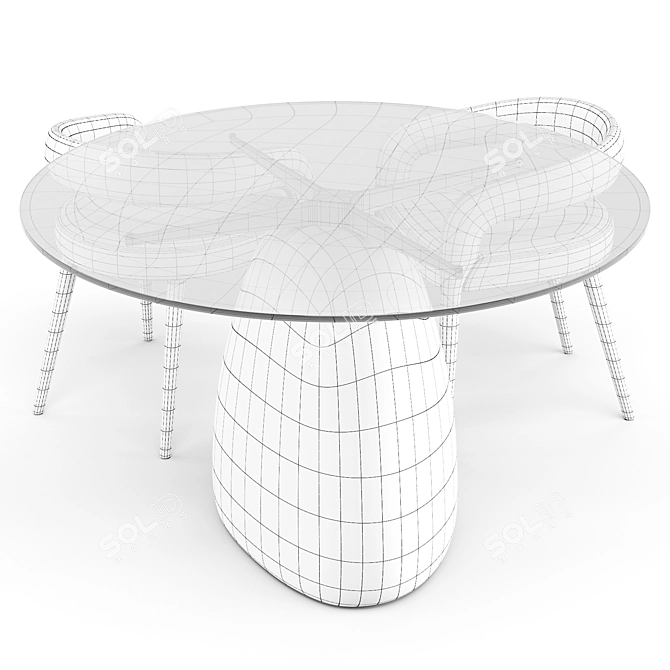 CB2 Ivory Dining Set: Contemporary Design 3D model image 5