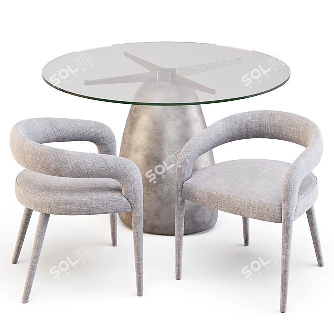 CB2 Ivory Dining Set: Contemporary Design 3D model image 6