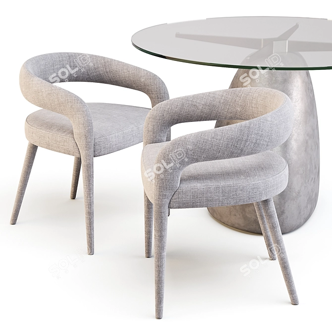 CB2 Ivory Dining Set: Contemporary Design 3D model image 8