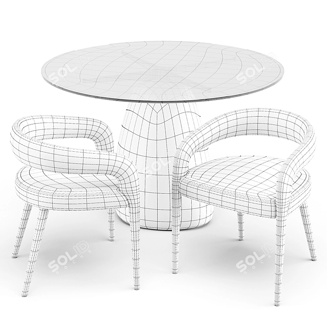 CB2 Ivory Dining Set: Contemporary Design 3D model image 11