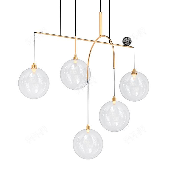 Modern Five Hanging Balls Chandelier 3D model image 1