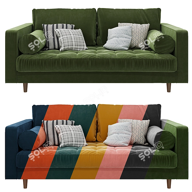 MADE Scott 2 Seater Sofa: Stylish Comfort in 7 Colors 3D model image 1