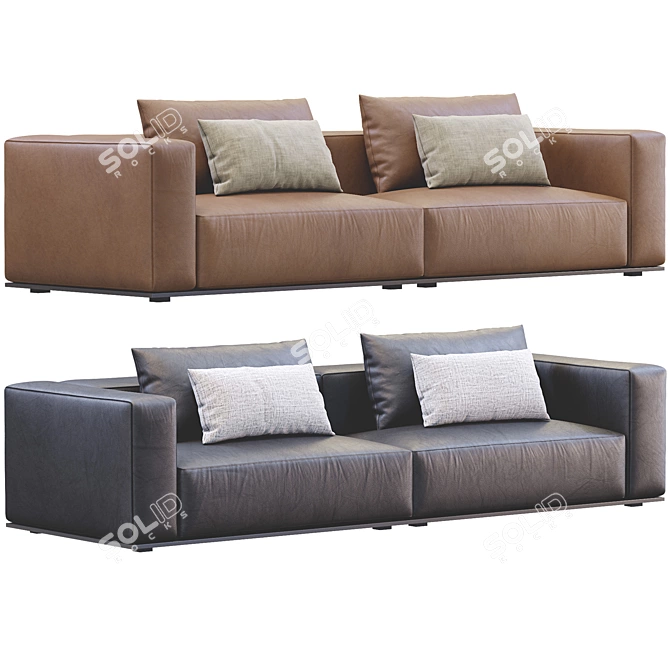 Luxury Leather Westside Sofa 3D model image 2