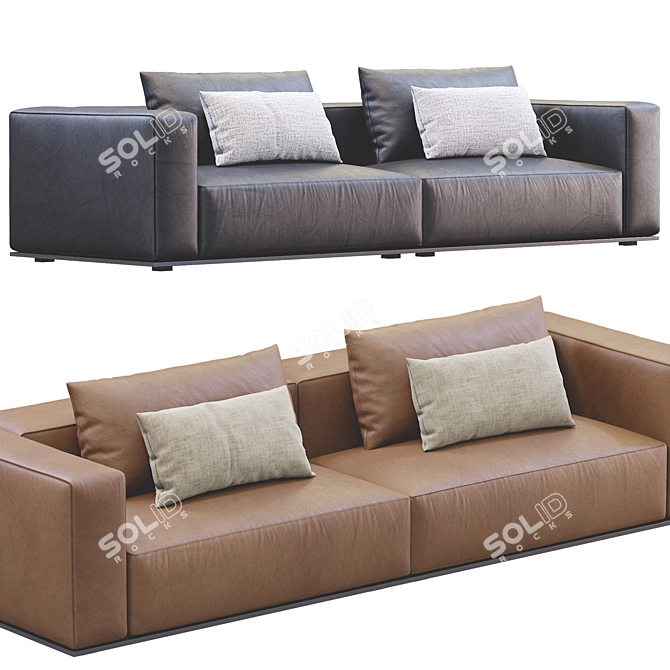 Luxury Leather Westside Sofa 3D model image 3