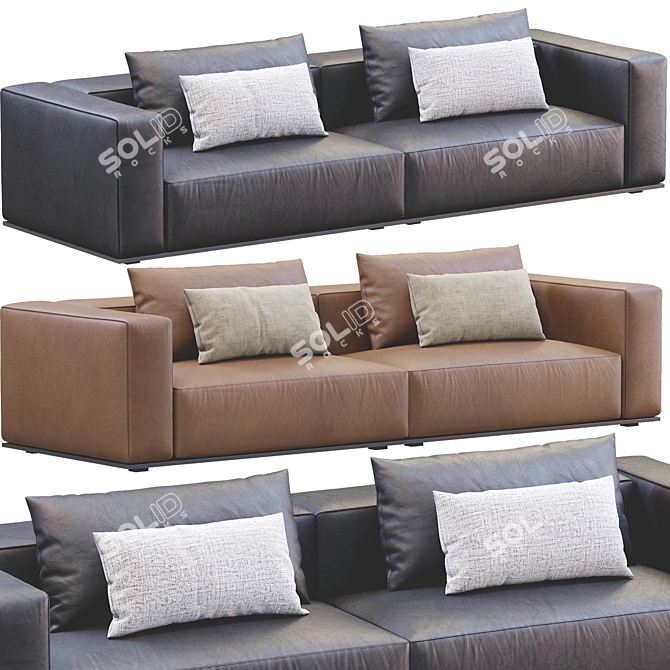 Luxury Leather Westside Sofa 3D model image 4