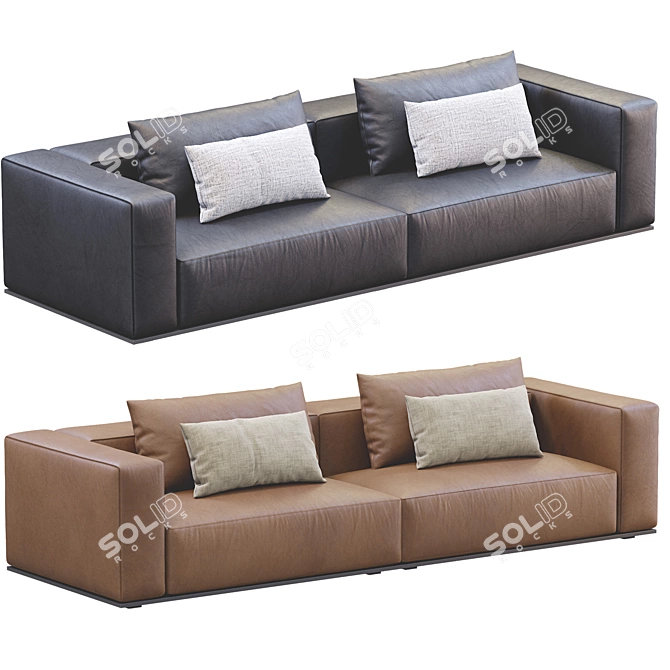 Luxury Leather Westside Sofa 3D model image 5