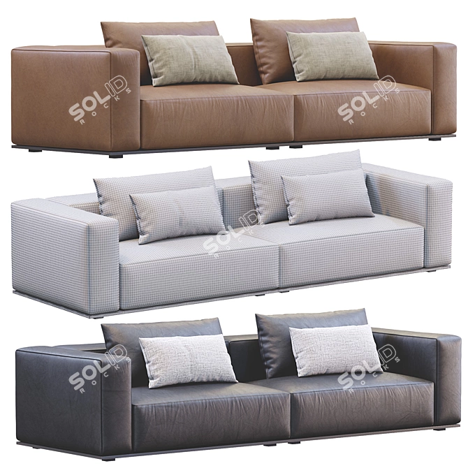 Luxury Leather Westside Sofa 3D model image 1