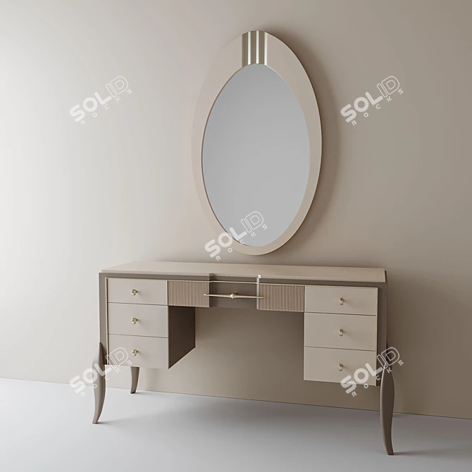Elegant Ribbed Dressing Table 3D model image 1