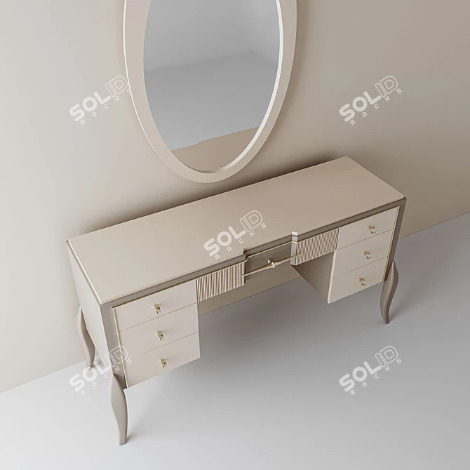Elegant Ribbed Dressing Table 3D model image 2