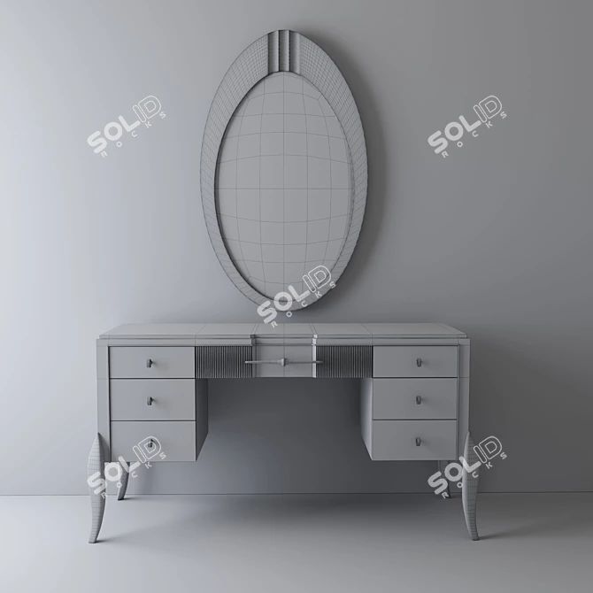 Elegant Ribbed Dressing Table 3D model image 3