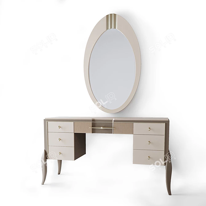 Elegant Ribbed Dressing Table 3D model image 5