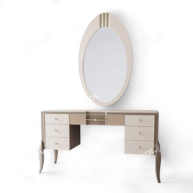 Elegant Ribbed Dressing Table 3D model image 6