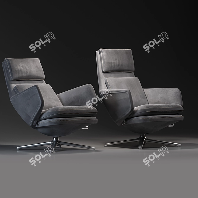 Grand Vitra: Stylish and Adjustable Lounge Chair 3D model image 3
