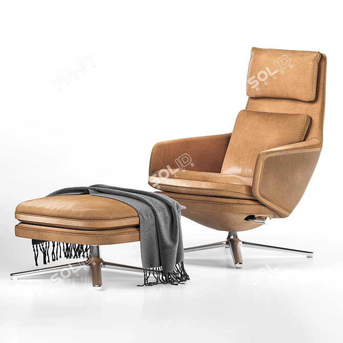 Grand Vitra: Stylish and Adjustable Lounge Chair 3D model image 8