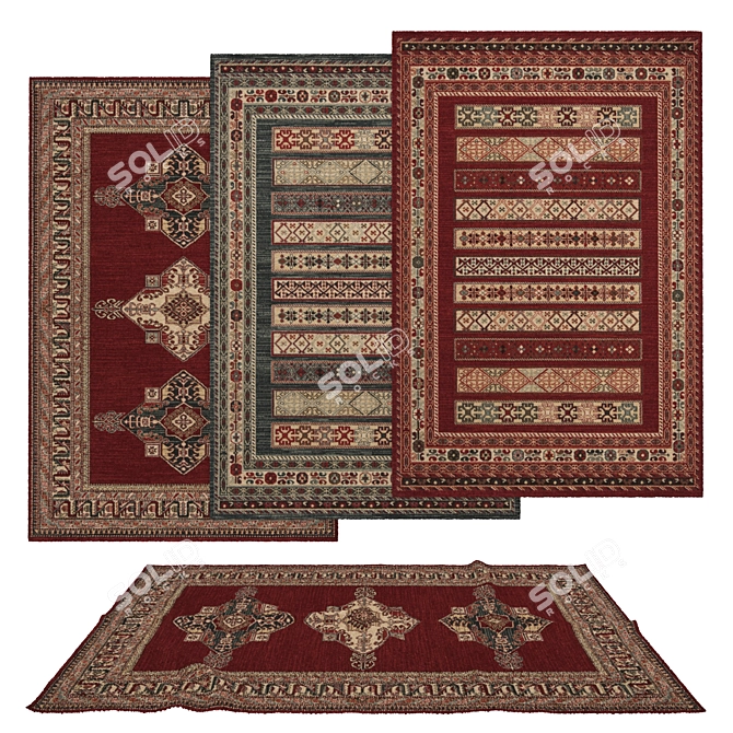 Title: Exquisite Collection of 6 Modern Rugs 3D model image 1