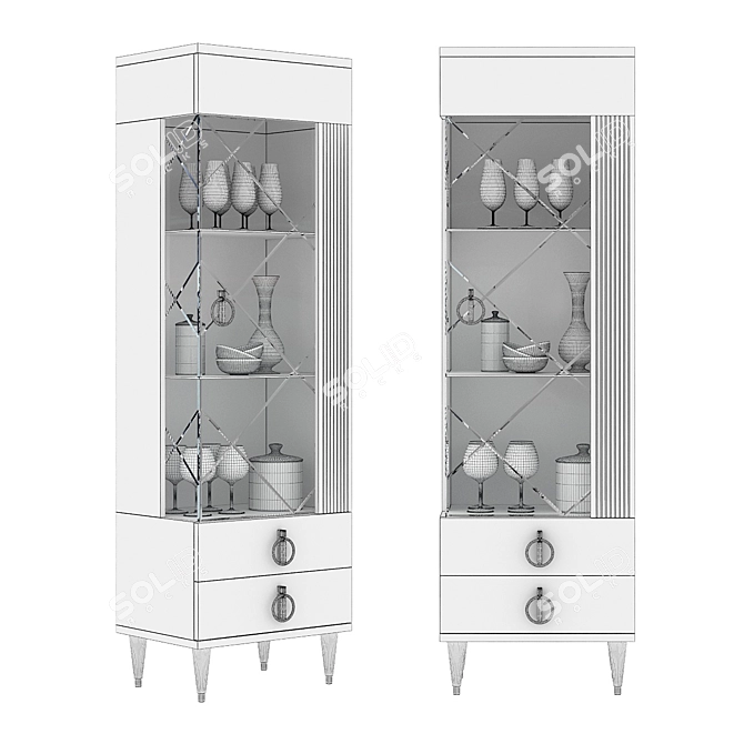 Rimini Solo Glass Showcase Cabinet 3D model image 2