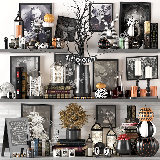 Festive Halloween Decor Set 3D model image 1