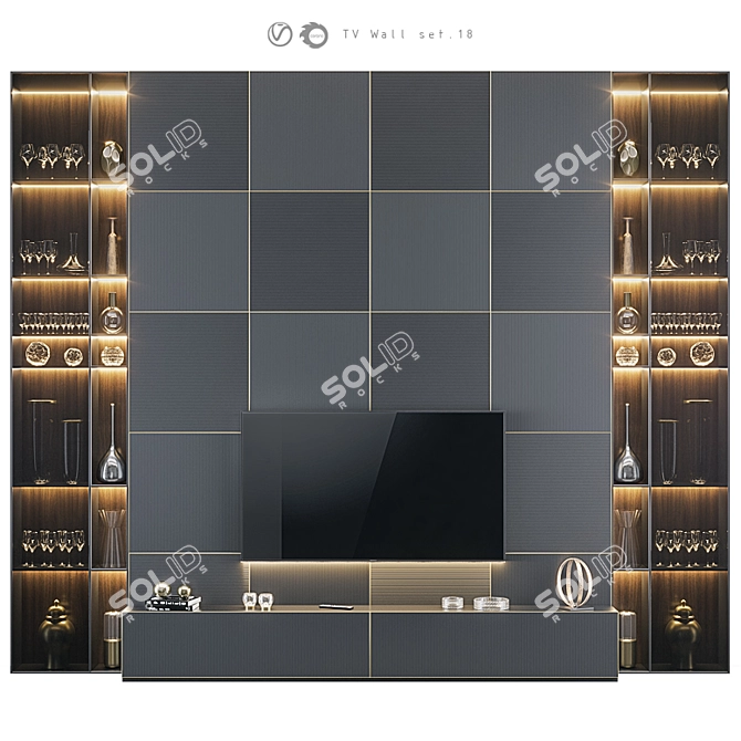 Modern TV Wall Unit Set 3D model image 1