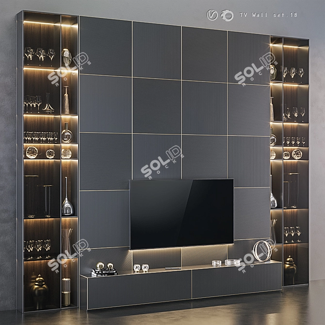 Modern TV Wall Unit Set 3D model image 2